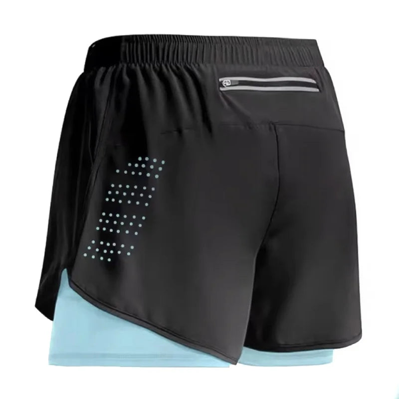 2025New Men's Fitness Training Shorts Summer 2 In 1 Quick Dry Gym Beach Running Double-deck Shorts Outdoor Sportswear Men shorts