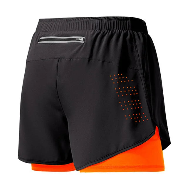 2025New Men's Fitness Training Shorts Summer 2 In 1 Quick Dry Gym Beach Running Double-deck Shorts Outdoor Sportswear Men shorts
