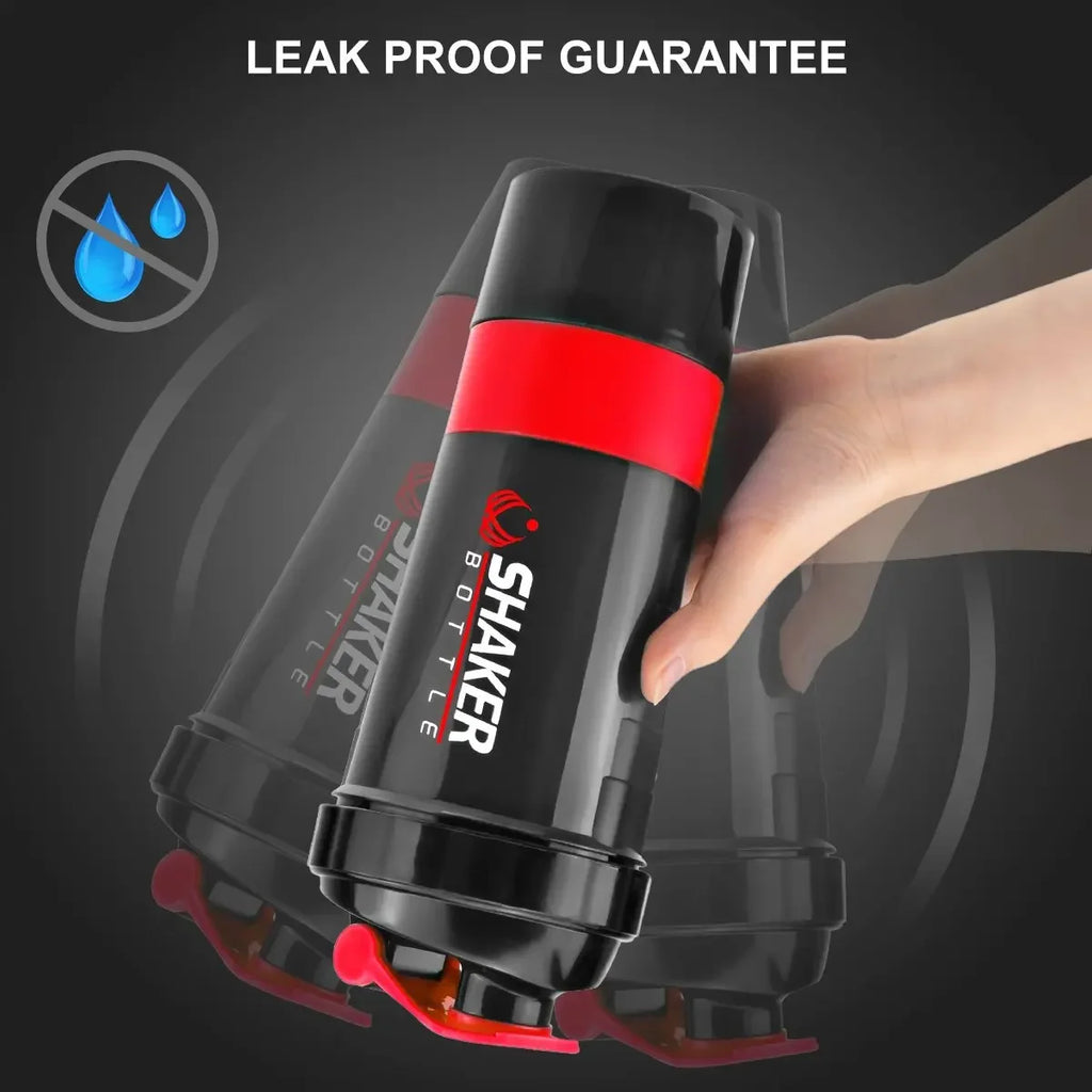 500ml Layered Protein Bottle Powder Shaker with Powder Storage Container Large Water Bottle Water Bottle with Wire Stirring Ball
