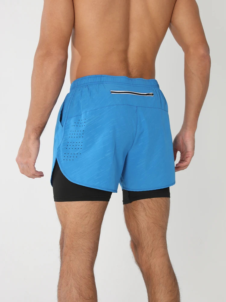 2025New Men's Fitness Training Shorts Summer 2 In 1 Quick Dry Gym Beach Running Double-deck Shorts Outdoor Sportswear Men shorts