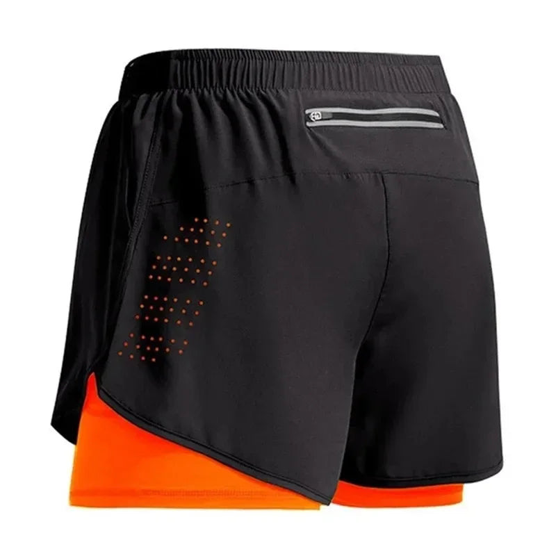 2025New Men's Fitness Training Shorts Summer 2 In 1 Quick Dry Gym Beach Running Double-deck Shorts Outdoor Sportswear Men shorts