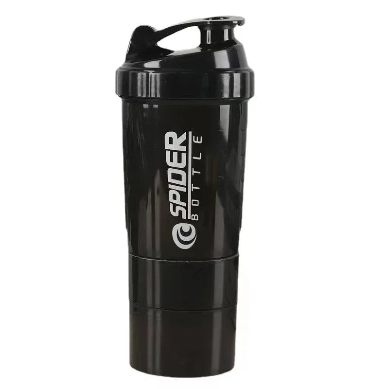 500ml Layered Protein Bottle Powder Shaker with Powder Storage Container Large Water Bottle Water Bottle with Wire Stirring Ball